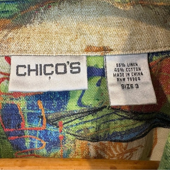 Vtg Chico’s Abstract Art to Wear Faces Graffiti Funky Linen Jacket Size 3/XL - Picture 11 of 11
